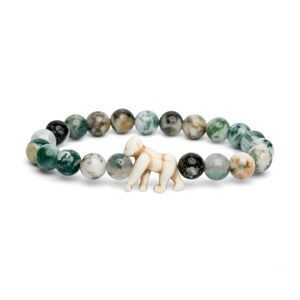 Falhlo Traverse Gorilla Green and White Beaded Bracelet with Animal Charm